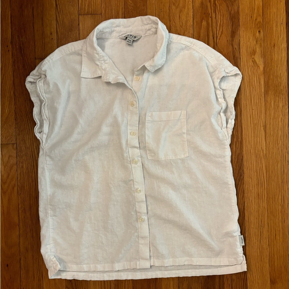 White linen button down shirt, Small